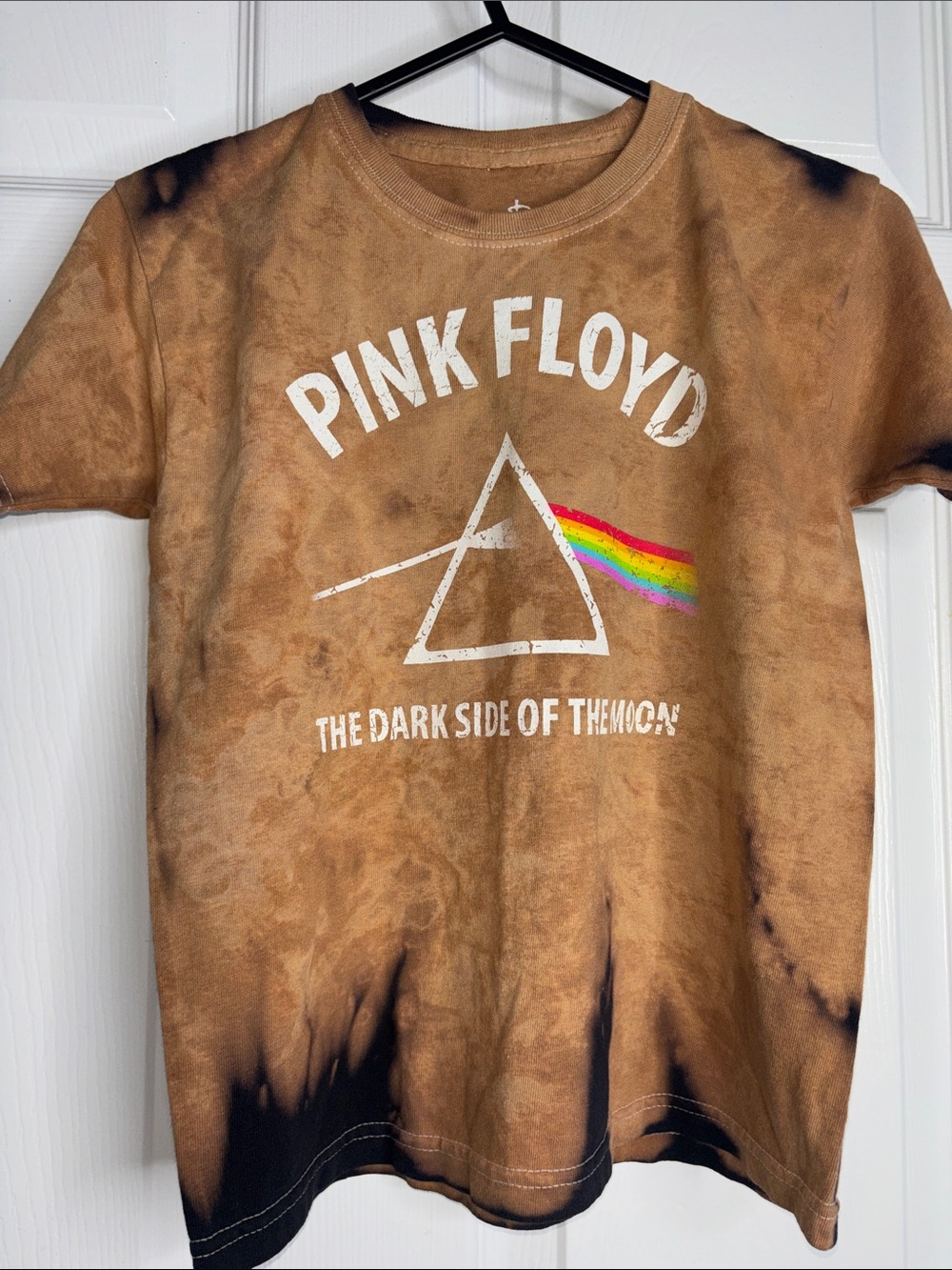 Pink Floyd Brown Tie-Dye Kids Short Sleeve Tee with Prism Graphic